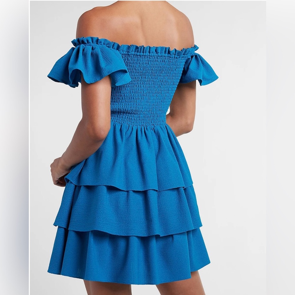 Smocked Ruffle Off The Shoulder Dress - Picture 2 of 5
